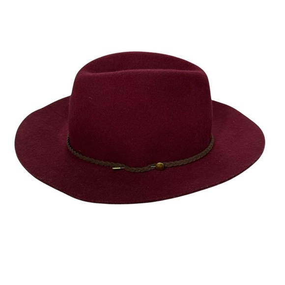 Lucky Brand burgundy wool Rancher with hat pin - Picture 1 of 7